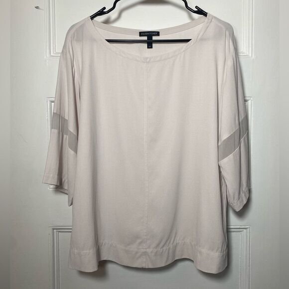 EILEEN FISHER Silk 3/4 Sleeve Lightweight Blouse Light Pink Size Small - Picture 1 of 7